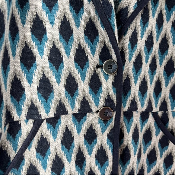 Pendleton Cotton Cardigan Blazer Jacket Gray & Navy Ikat Tribal Small Colorful - Picture 3 of 8